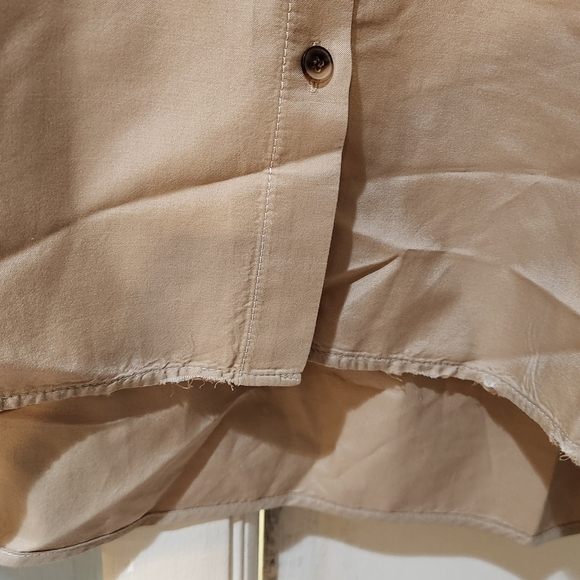 Women's Lafayette 148 NY Tan Button-Up Shirt, Size L - Picture 4 of 11